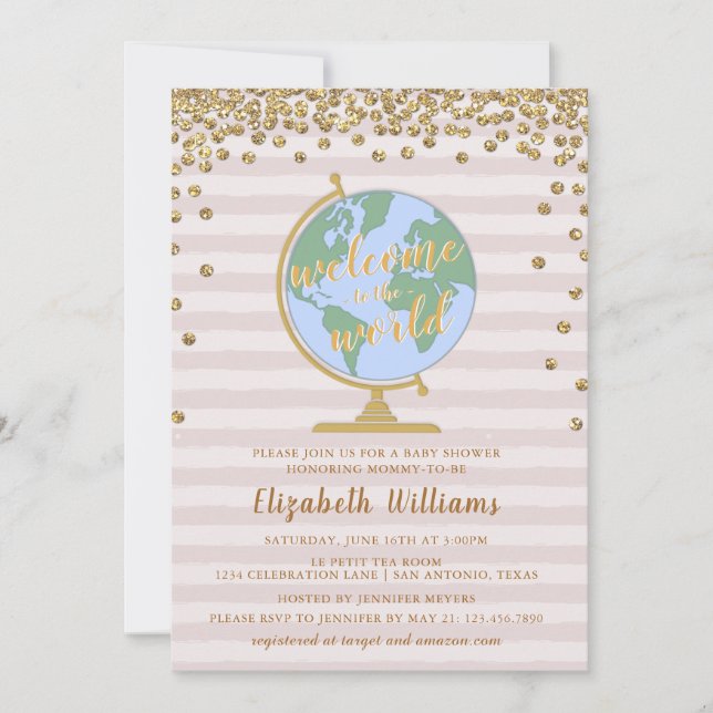 Welcome to the World Globe Baby Shower Invitation (Front)