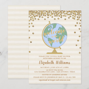 Welcome to the World Globe Baby Shower Invitation