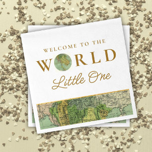 Welcome to the World Little One Travel Baby Shower Napkin