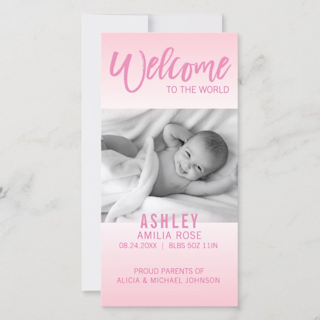 Welcome to the World New Baby Announcement | PHOTO (Front)