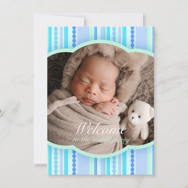 Welcome to the world photo baby invitation card (Front)