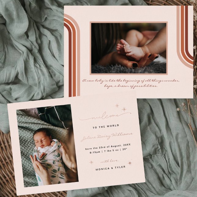 Welcome to the World | | Retro Boho Birth Card (Creator Uploaded)