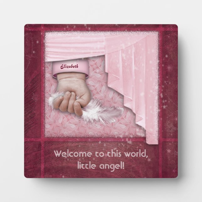 Welcome to this World, Little Angel (customisable) Plaque (Front)
