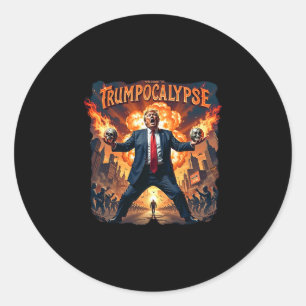 Welcome To Trump-ocalypse Funny Donald Trump Hallo Classic Round Sticker