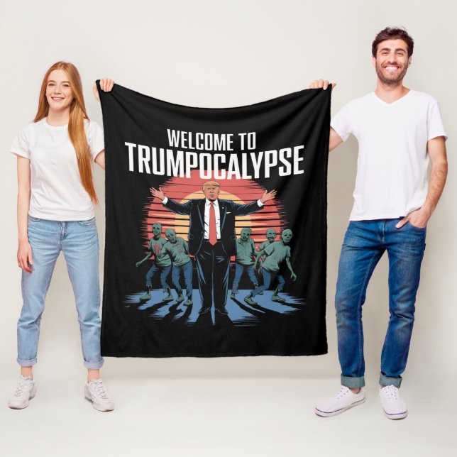 Welcome to Trump-ocalypse Funny Trump Halloween  Fleece Blanket (In Situ)