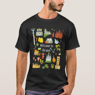 Welcome To Ukraine, Ukrainian Flag And Symbols T-Shirt