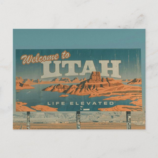 Welcome to Utah Highway Sign Photo Postcard (Front)