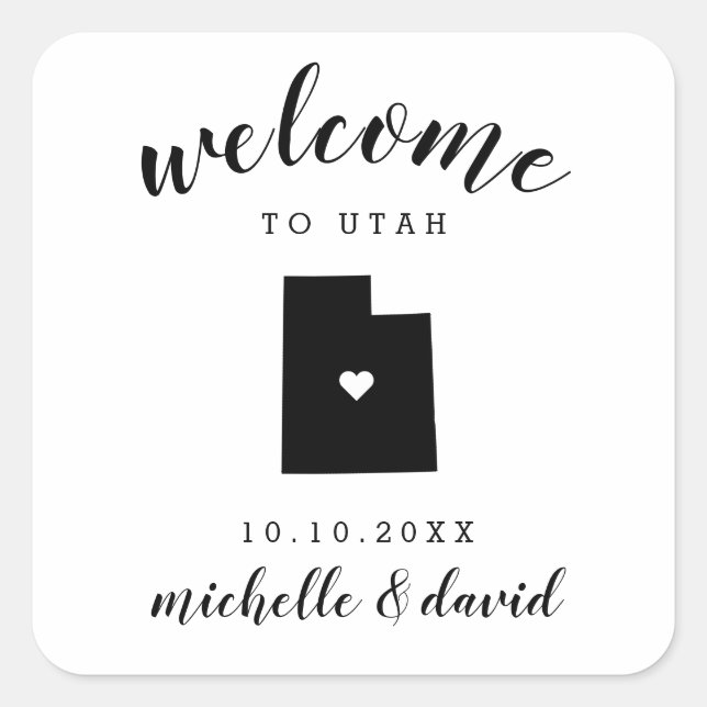 Welcome to Utah | Wedding custom favour Square Sticker (Front)