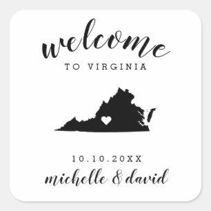 Welcome to  Virginia   Wedding custom favour Square Sticker