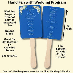 Welcome to Wedding Ceremony, Cobalt Blue White Hand Fan