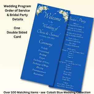 Welcome to Wedding Ceremony, Cobalt Blue White  Program