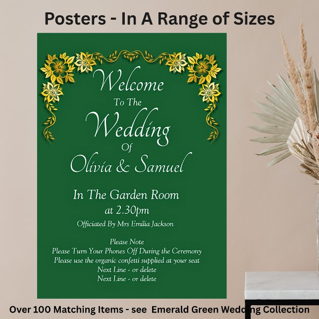 Welcome to  Wedding Emerald Green & Gold Poster (Creator Uploaded)