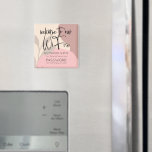 Welcome to WiFi Details Abstract Shapes Leaves Magnet<br><div class="desc">An artsy design for your fridge with a handy message, your WiFi details, so they are always to hand. Abstract shapes and simplistic leaves in shades of pink, burgundy and cream, and informal stylish set script welcoming your visitors to your WiFi, make for a trendy look. The rest of the...</div>