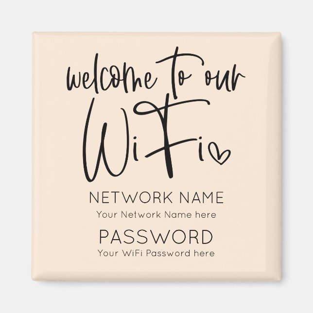 Welcome to WiFi Details Guests Informal Text Cream Magnet (Front)