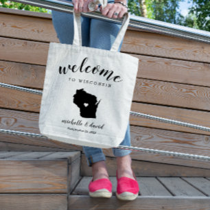 Welcome to Wisconsin State Silhouette Wedding Tote Bag
