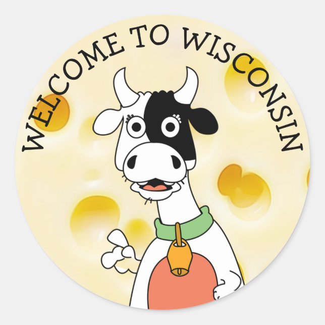 Welcome to Wisconsin Swiss Cheese and Cow Stickers (Front)