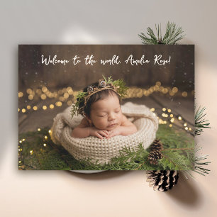 Welcome to World Calligraphy Minimalist Photo Baby Announcement