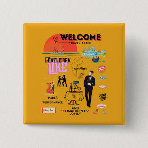 WELCOME TRAVEL AGAIN 15 CM SQUARE BADGE