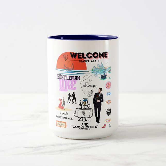 WELCOME TRAVEL AGAIN Two-Tone COFFEE MUG (Center)