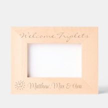 Welcome Triplets, With Names, Photo, 6x4", 