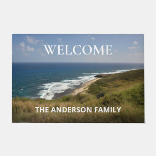 Welcome Tropical Ocean Beach USVI Personalise Doormat
