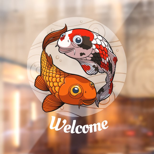 Welcome Two Friendly Koi Carp Fish Cartoon (Sheet 2)