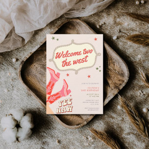 Welcome two the west cowgirl 2nd birthday  invitation