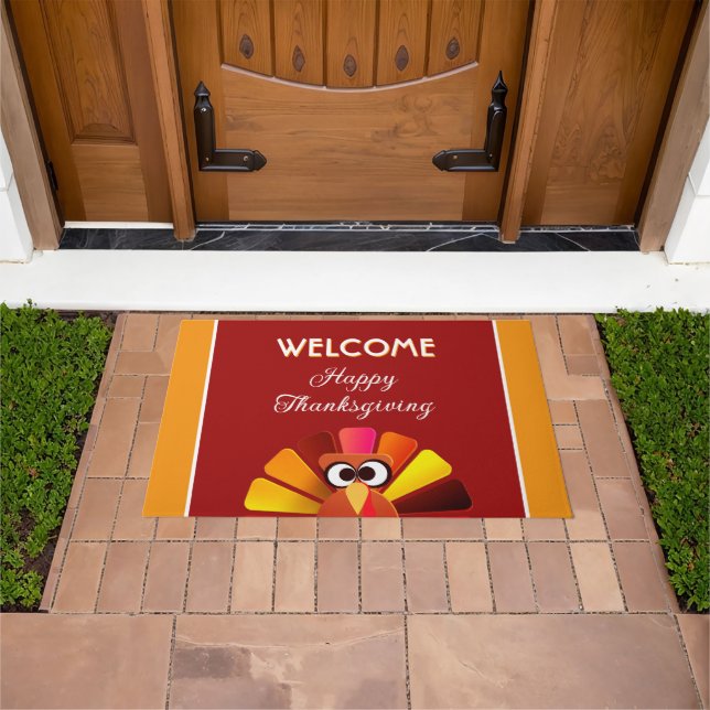 Welcome! Vibrant Thanksgiving  Doormat (Outdoor)