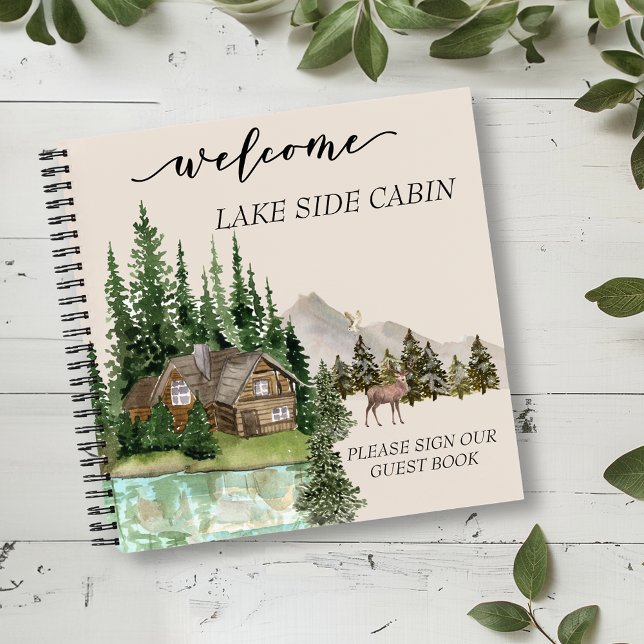 Welcome Watercolor Cabin Lake Home Rental Notebook (Creator Uploaded)