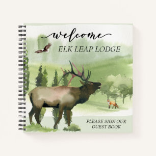 Welcome Watercolor Elk Cabin Home Rental Notebook