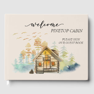 Welcome Watercolor Forest Cabin Home Rental Guest Book