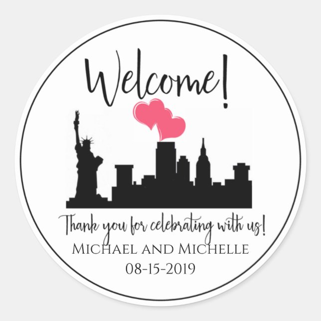 Welcome Wedding Bag  Guest New York City NYC Classic Round Sticker (Front)
