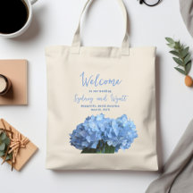 Welcome Wedding Bags Light Blue Hydrangeas