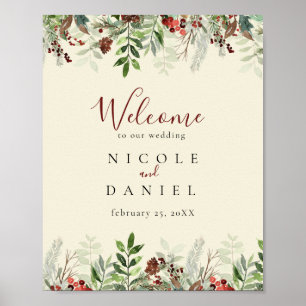 Welcome Wedding   Berry Winter Sign