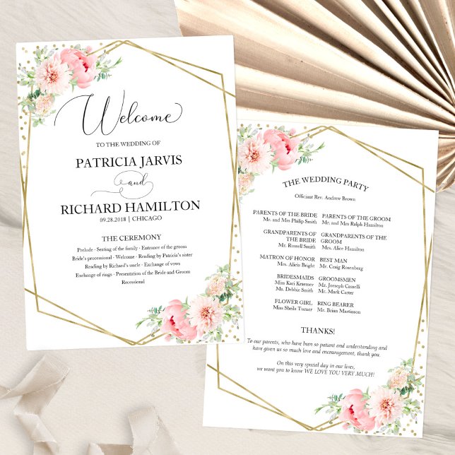 Welcome Wedding Ceremony Program Elegant Floral (Creator Uploaded)