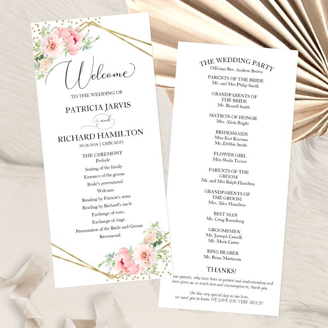Welcome Wedding Ceremony Program Floral 4x9 (Creator Uploaded)