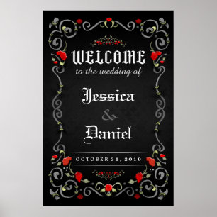 Welcome Wedding Halloween LOVE Roses 24x36 Poster