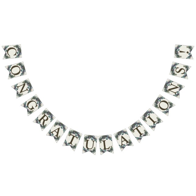 Welcome Wedding Party Green Purple Leaves Elegant Bunting (All)