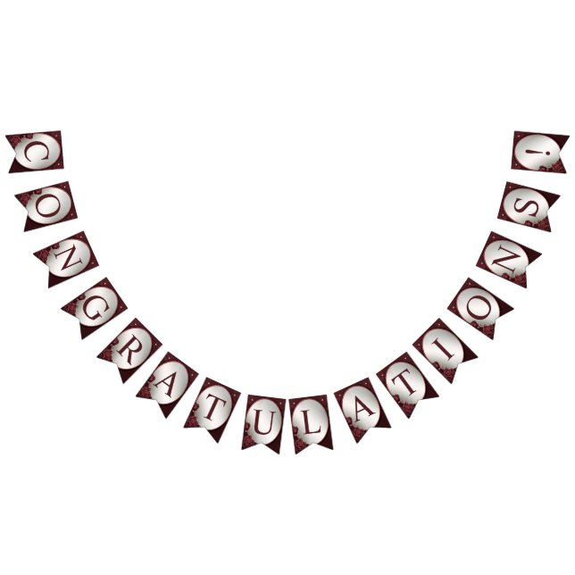 Welcome Wedding Party Monogram Red Pink Flowers Bunting (All)