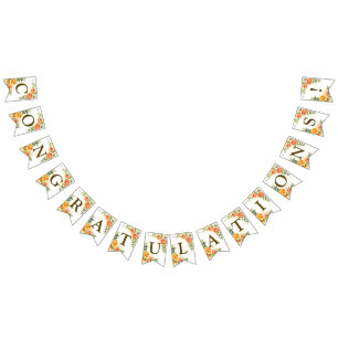 Welcome Wedding Party Orange Yellow Red Floral Bunting