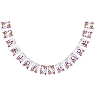 Welcome Wedding Party Pink Purple Silver Elegant Bunting