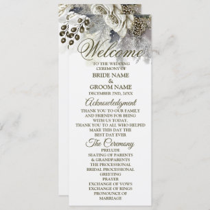 Welcome Wedding Party Silver Golden White Roses  Program