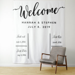 Welcome Wedding Photo Booth backdrop banner Tapestry