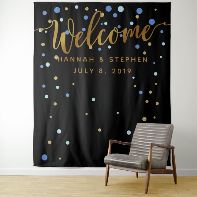 Welcome Wedding Photo Booth backdrop banner Tapestry (In Situ)
