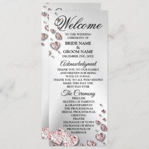 Welcome Wedding Pink Peach Shiny Hearts Geometric Program