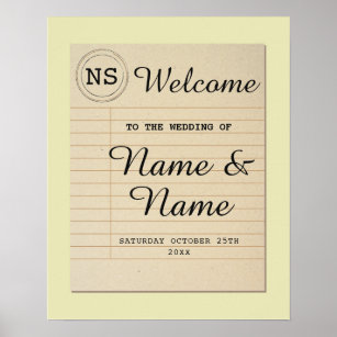 Welcome Wedding Poster Library Sign Author Poster