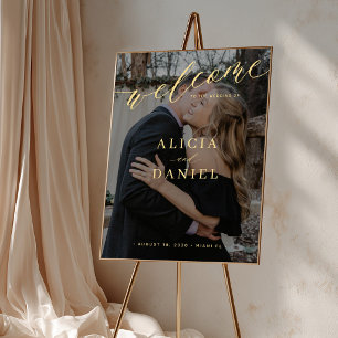Welcome wedding printable poster script with photo