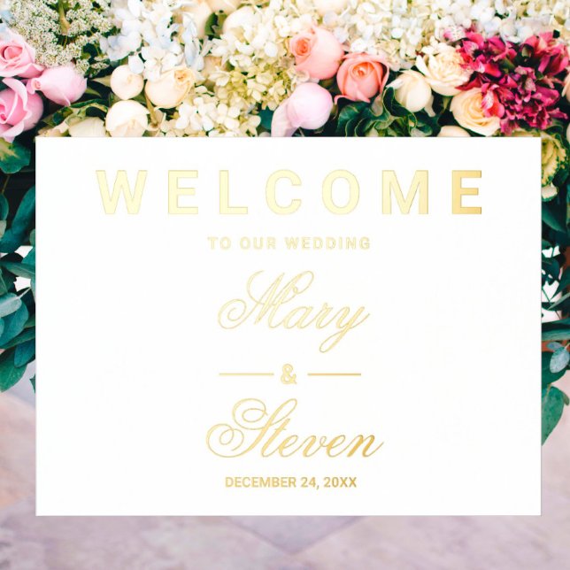 Welcome Wedding sign Gold (I wish you happiness))))