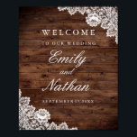 Welcome Wedding Sign Rustic Wood Vintage Lace<br><div class="desc">Matching Rustic Wedding Collection in the Little Bayleigh Store!</div>