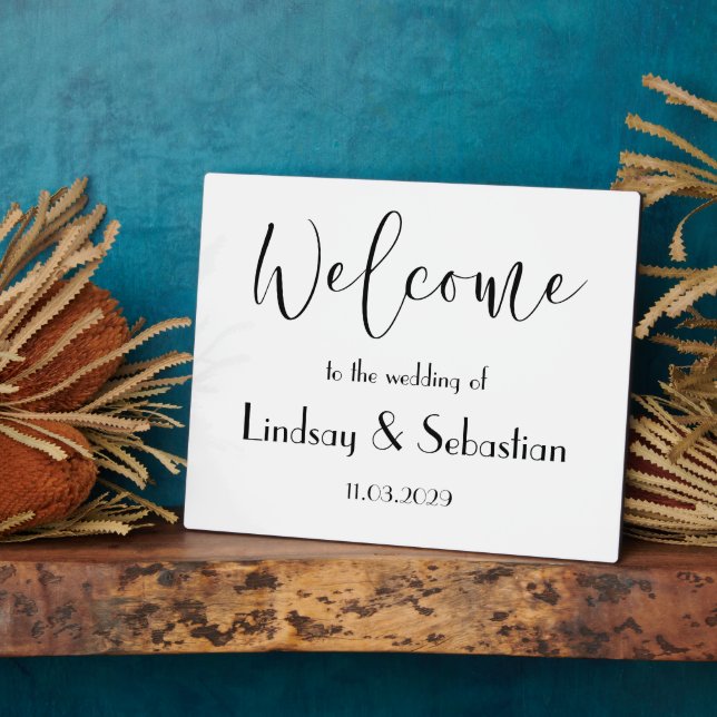 Welcome wedding sign Tabletop Plaque with Easel (Side)